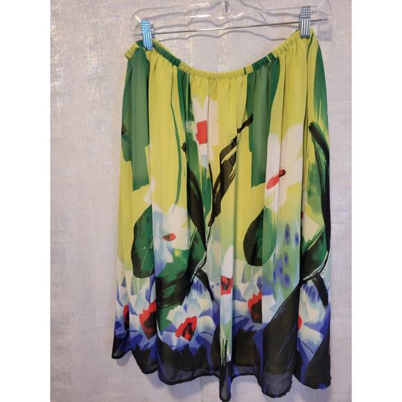 Jaclyn Smith Dresses & Skirts - Jaclyn Smith Plus 18 Floral A Line Skirt Retro Chiffon Artsy Whimsy Summer Flowy